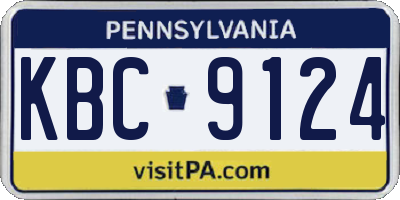 PA license plate KBC9124