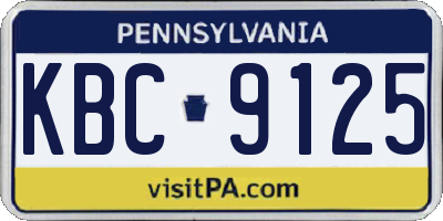 PA license plate KBC9125