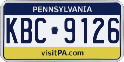 PA license plate KBC9126