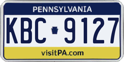 PA license plate KBC9127