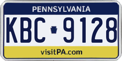 PA license plate KBC9128