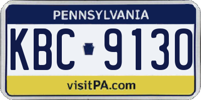 PA license plate KBC9130
