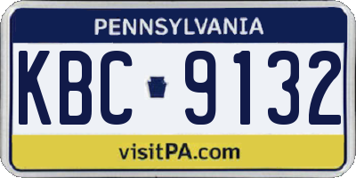 PA license plate KBC9132
