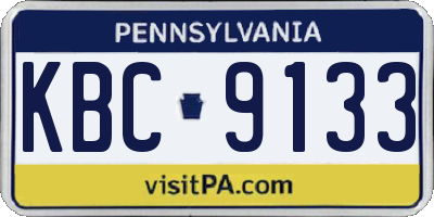 PA license plate KBC9133