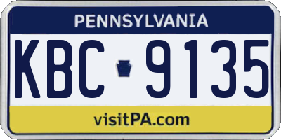 PA license plate KBC9135