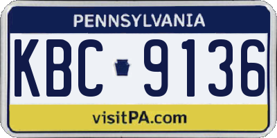 PA license plate KBC9136
