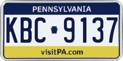 PA license plate KBC9137