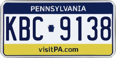 PA license plate KBC9138