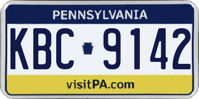 PA license plate KBC9142