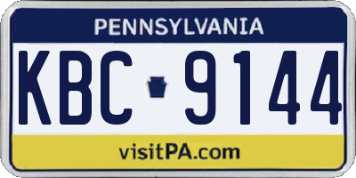 PA license plate KBC9144
