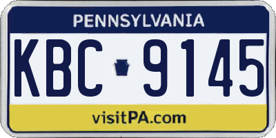 PA license plate KBC9145