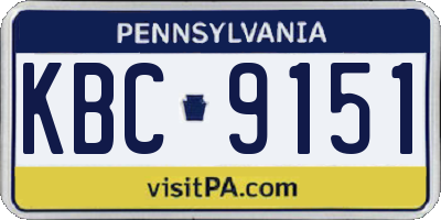 PA license plate KBC9151