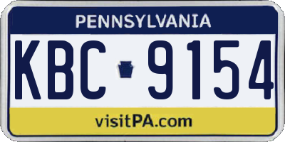 PA license plate KBC9154