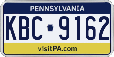 PA license plate KBC9162