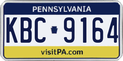 PA license plate KBC9164