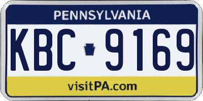 PA license plate KBC9169
