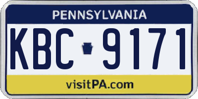 PA license plate KBC9171