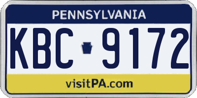PA license plate KBC9172