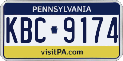 PA license plate KBC9174