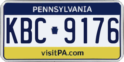 PA license plate KBC9176