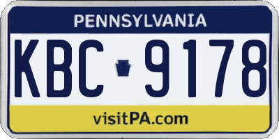 PA license plate KBC9178