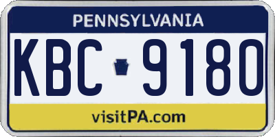 PA license plate KBC9180