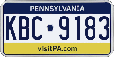 PA license plate KBC9183