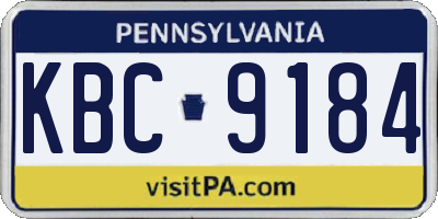 PA license plate KBC9184