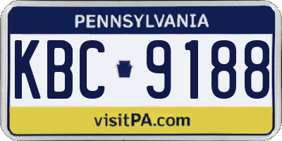 PA license plate KBC9188