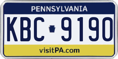PA license plate KBC9190
