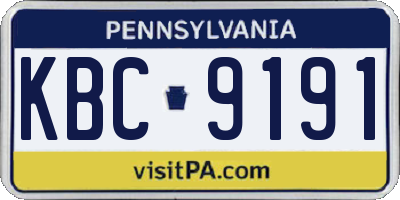 PA license plate KBC9191