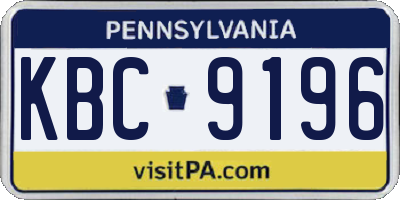 PA license plate KBC9196