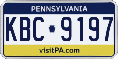 PA license plate KBC9197