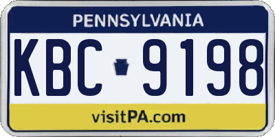 PA license plate KBC9198