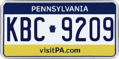 PA license plate KBC9209