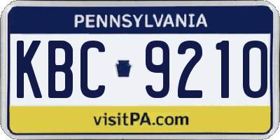 PA license plate KBC9210