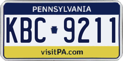 PA license plate KBC9211