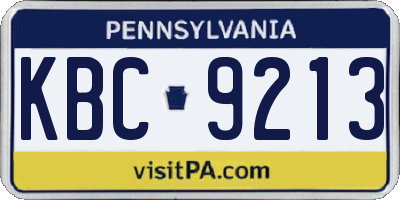 PA license plate KBC9213