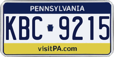 PA license plate KBC9215