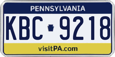 PA license plate KBC9218
