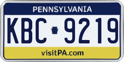 PA license plate KBC9219