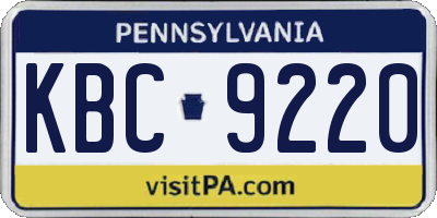 PA license plate KBC9220