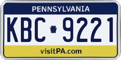 PA license plate KBC9221