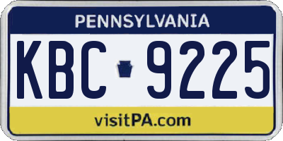 PA license plate KBC9225