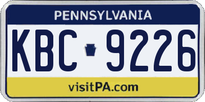 PA license plate KBC9226