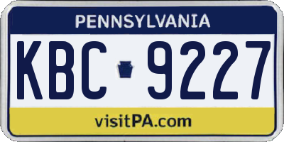 PA license plate KBC9227