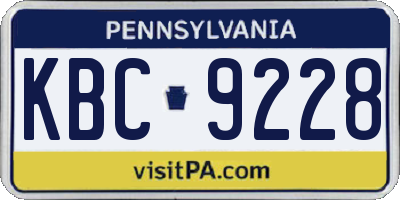 PA license plate KBC9228