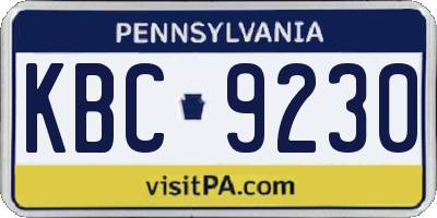 PA license plate KBC9230