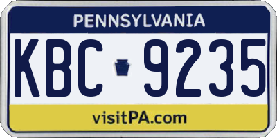 PA license plate KBC9235