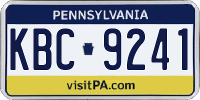 PA license plate KBC9241